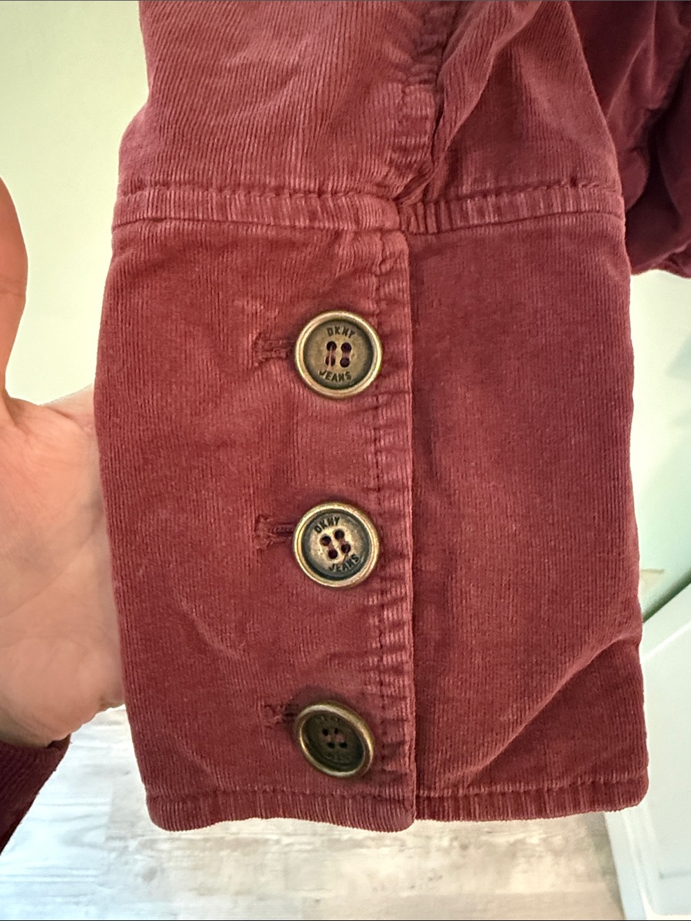 Vintage Y2K Dkny Burgundy Velvet Ruffle-Trim Blazer - Picture 6 of 6